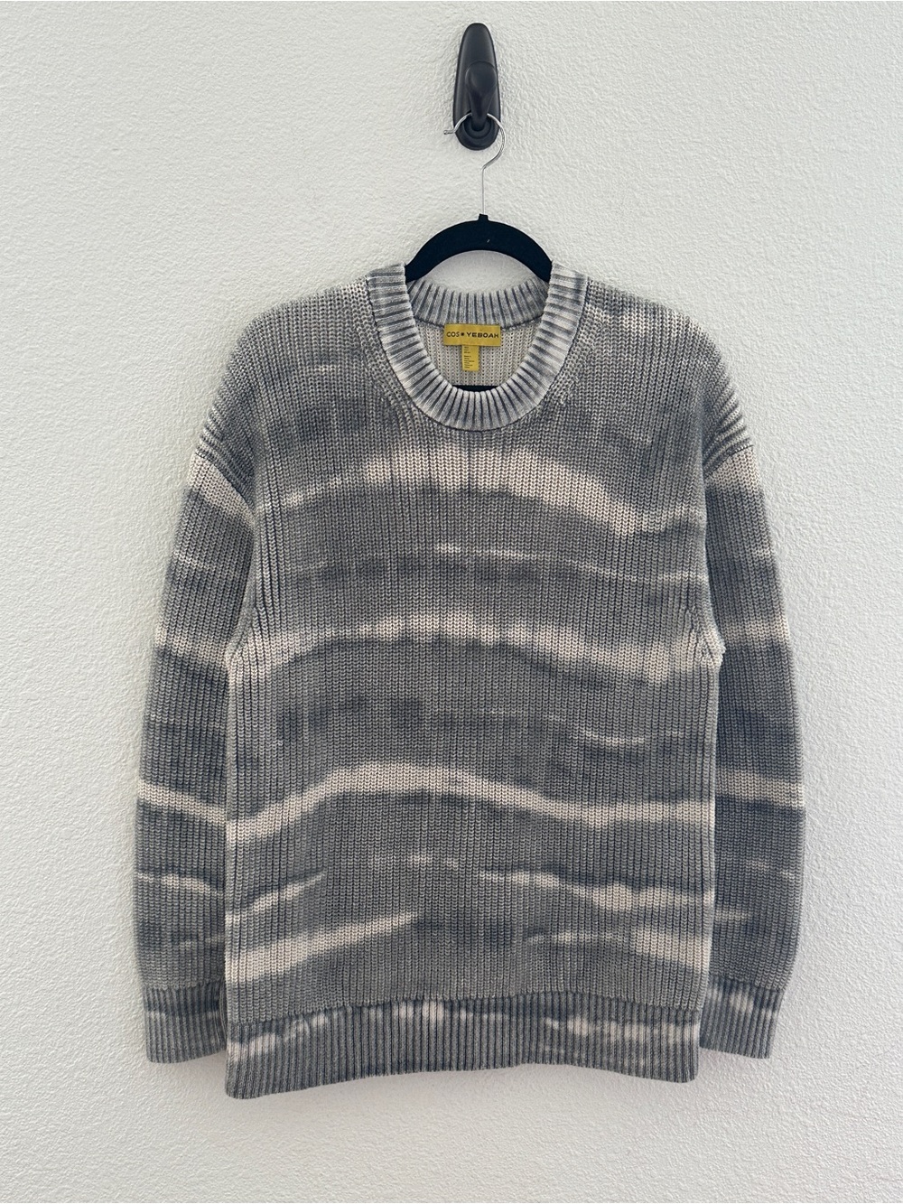 COS x YEBOAH Grey Tie Dye Heavyweight Chunky Cotton Knit Sweater Minimalist S
